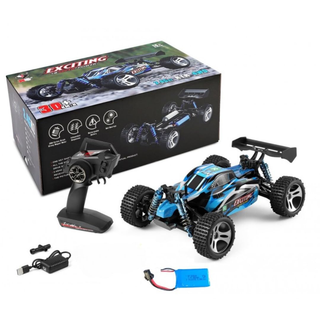 WLTOYS 184011 2.4G 4WD RC Car 1/18 Brush Motor Vehicle Models High Speed 30km/h Climbing Drift Off Road Toy (184011 1B)