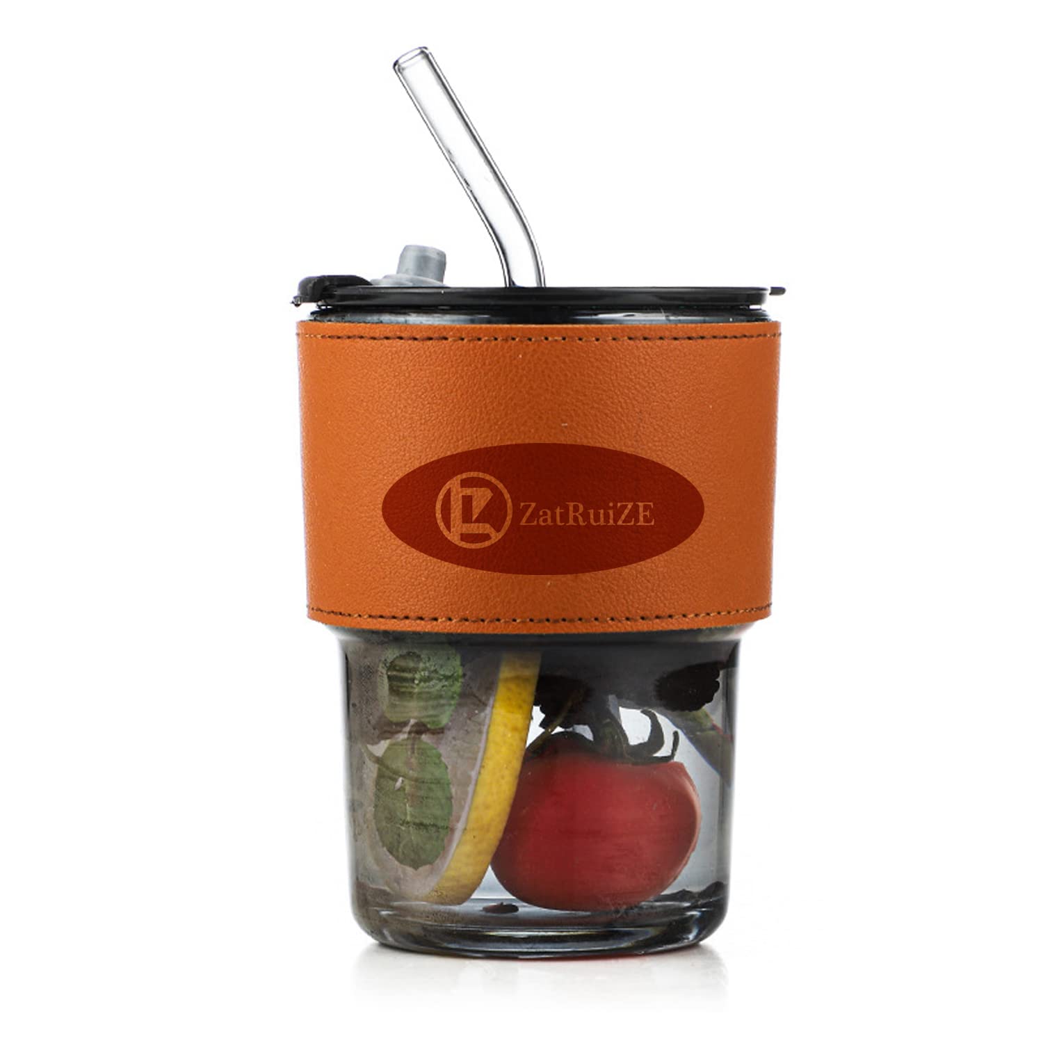 ZatRuiZE 450 ml Borosilicate Glass Tumblers，Multipurpose Water Glasses, Coffee Mugs & Juice Cups with Lid, Ideal for Office, Desk, Cocktail Use