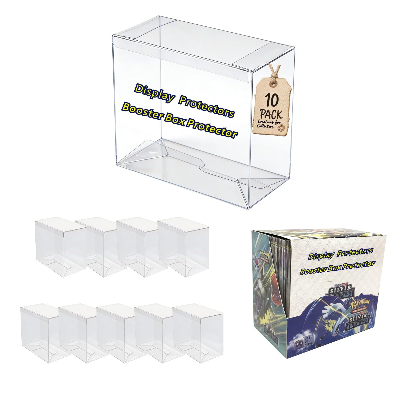 Photo 1 of 10 Pack Booster Box Case Protector - Booster Box Display Case - 0.5mm Thick Crystal Clear PET Plastic Stackable Display Case for Booster & Collectibles