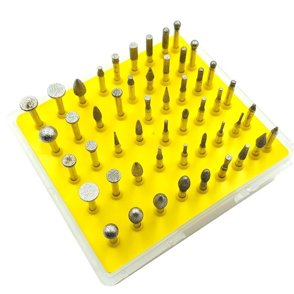 50pc 1/8'' Shank Diamond Coated Rotary Burrs Small Head Style Fits Dremel Rotary Tools
