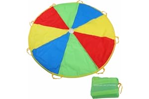 EVTSCAN 6 Feet Play Parachute for Kids with Reinforced Stitching, Waterproof and Colorfast, 8 Handles, Includes Carrying Bag,