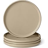 Amazon Basics Glazed Stoneware Appetizer Plates, Ceramic 4-Piece Set, Microwave, Dishwasher and Freezer-Safe, Stain-Resistant, 6.7 in., Linen Gray