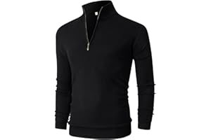 NITAGUT Mens Slim Fit Quarter Zip Mock Neck Polo Sweater Casual Long Sleeve Sweater and Turtleneck Pullover