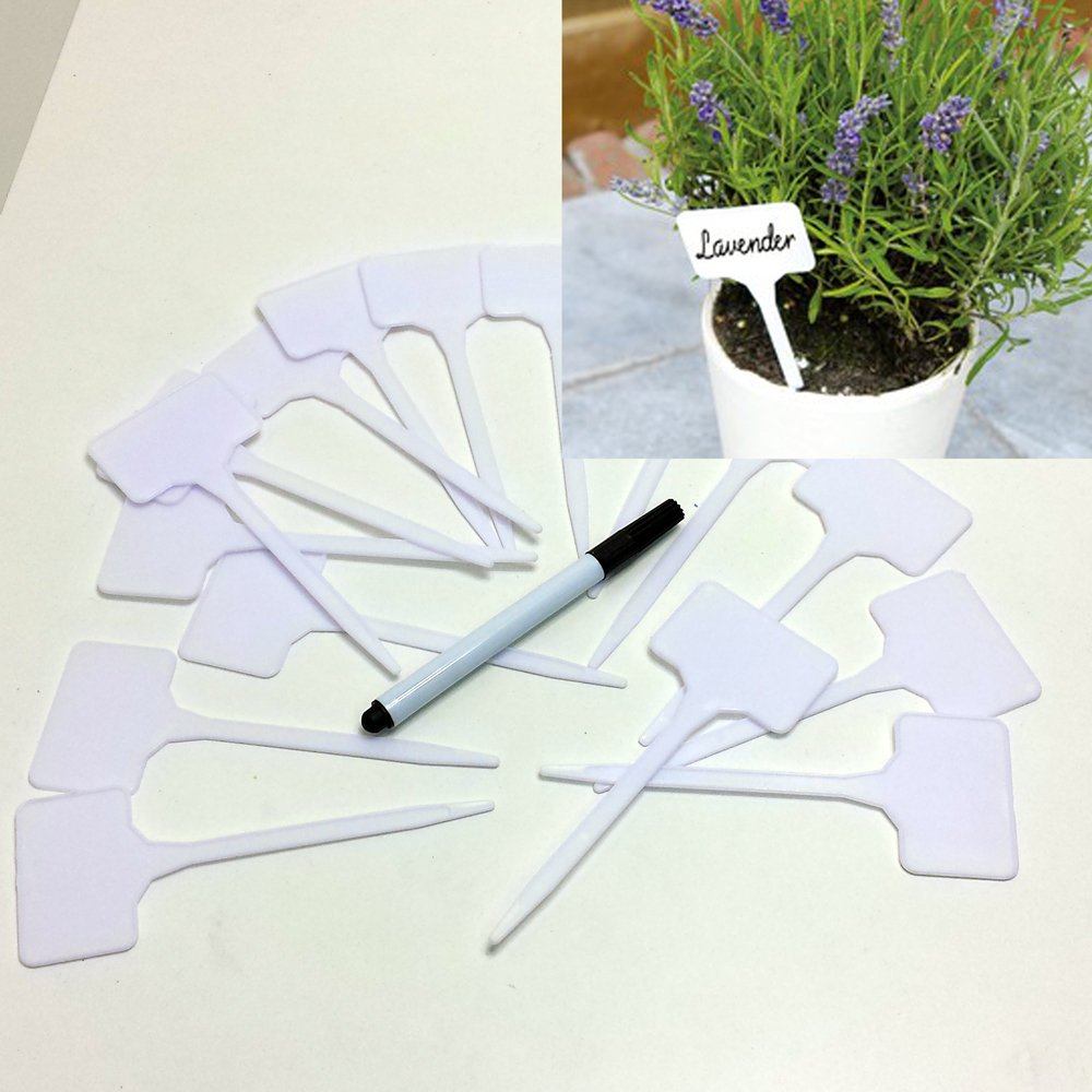 16 Pflanzenschilder mit Stift, beschreibbar Kunststoff Pflanzen Schilder Etikett Amazon.de Garten