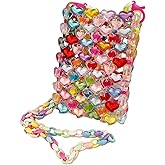 YEZILUU One Women's Color Beaded bags Color Red Crystal Bag Hand Knitting Glitter bead bag Acrylic
