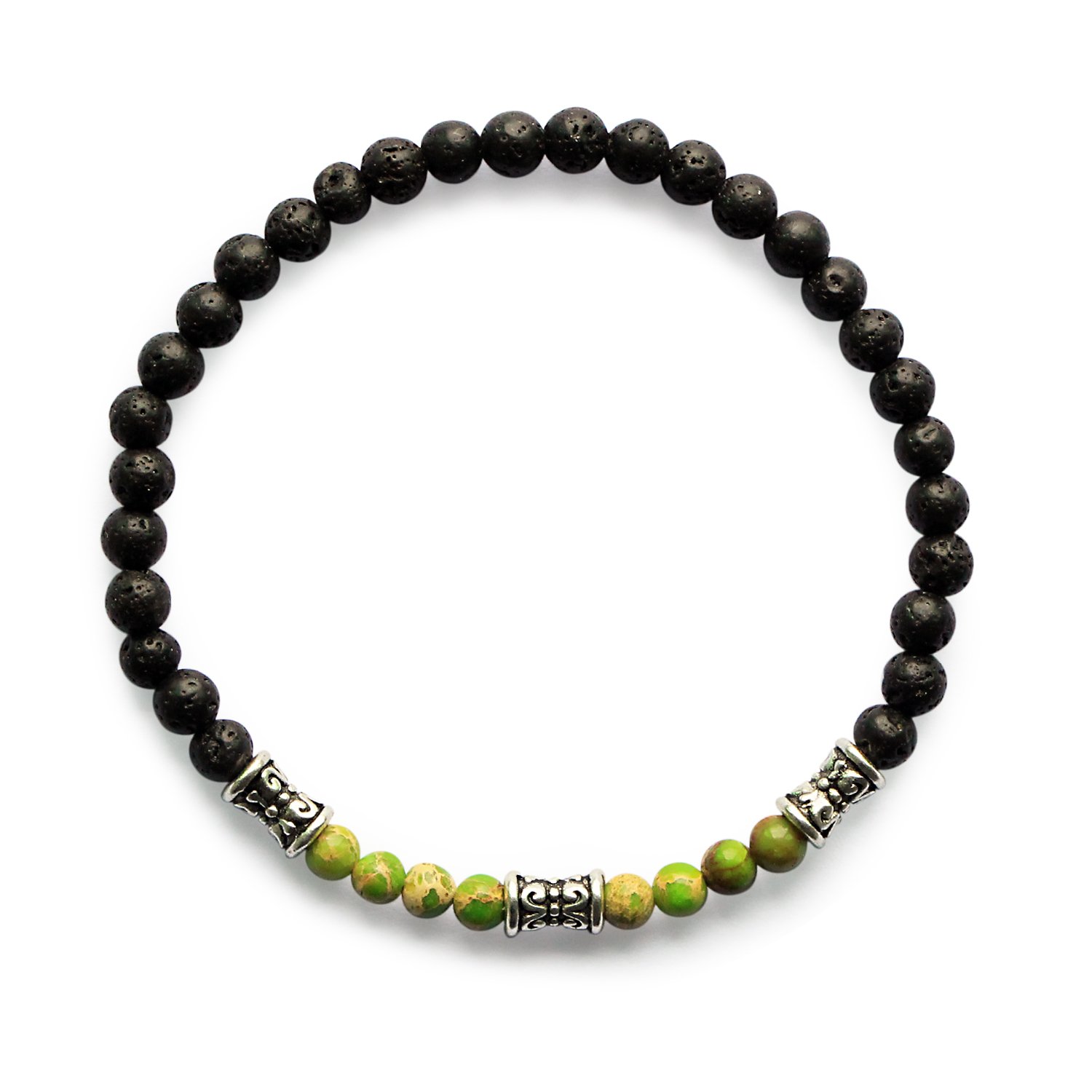 Me&Hz Green King Chakra Crystal Bead Bracelet Black Lava Rock Oil Diffuser Bracelet Reki Healing Balance Bracelets for Women Girls