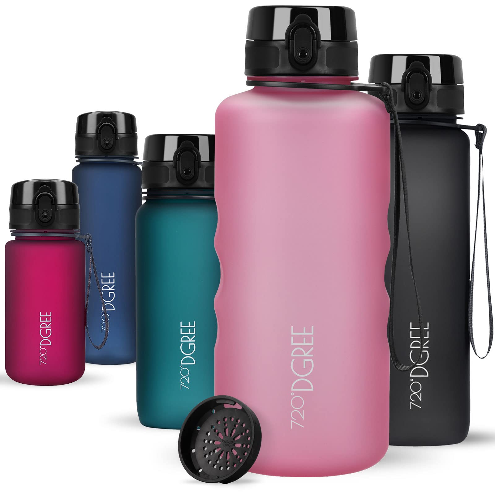 720°DGREE Water Bottle 2l “uberBottle“ softTouch +Sieve - BPA-Free, Leakproof, Reusable Drinking Bottle - XXL Sports Bottle for all Day Hydration, Gym, Fitness, Office, University, Hiking, Travel