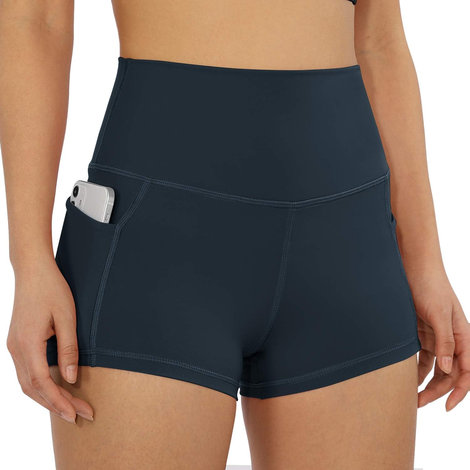 ODODOS Women's 5"/2.5"/9" High Waist Bike Shorts with Pockets Workout Sports Athletic Running Biker Yoga Shorts: Clothing