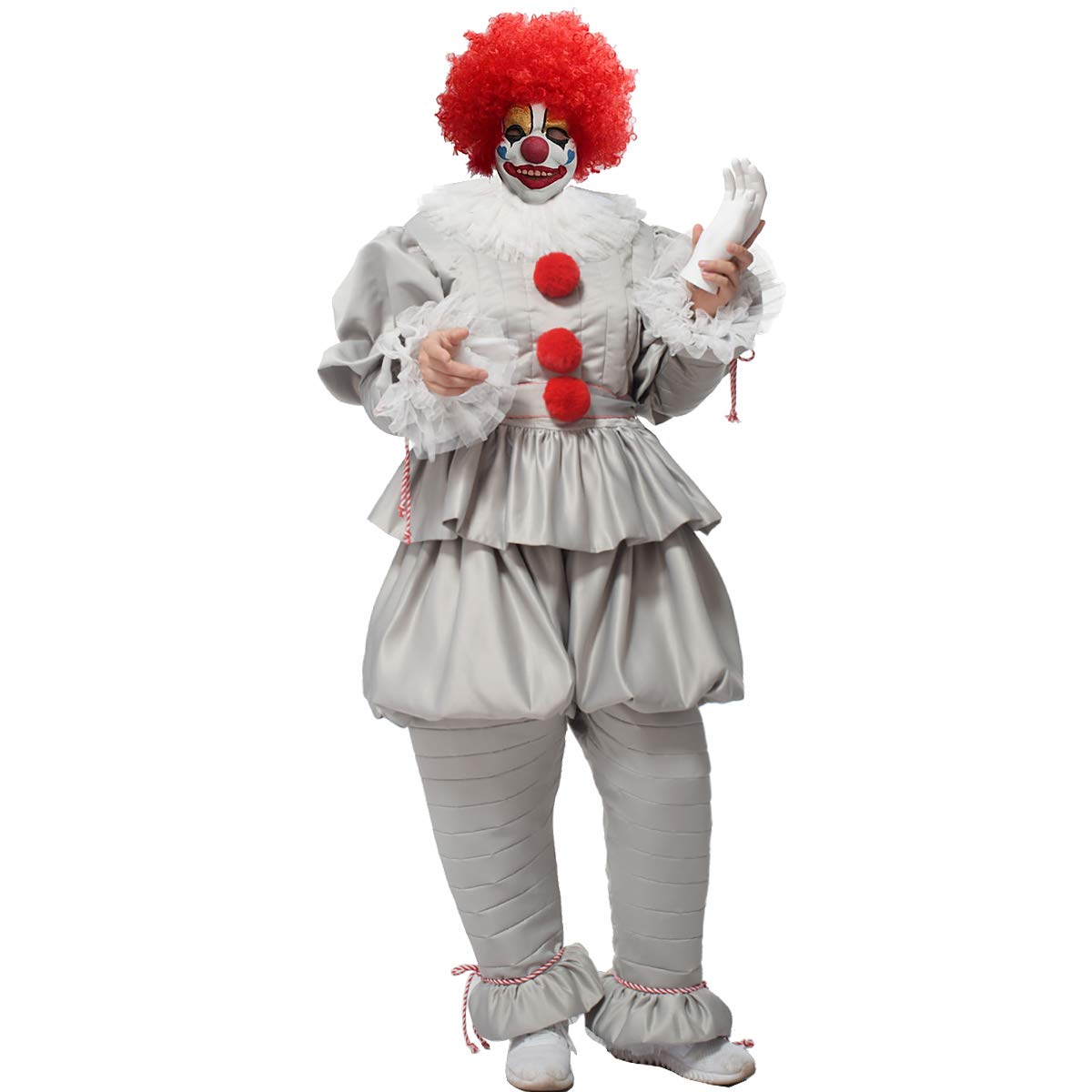 GRACEART Scary Clown Cosplay Costume Outfit Halloween Party Buffoon Fancy Dress (XL, silver)