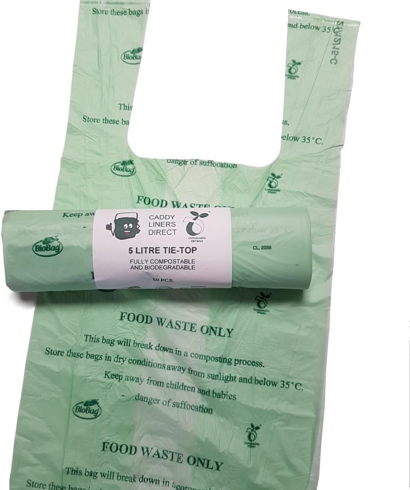 50 (1 roll of 50) x 5 Litre TieTop Handle Compostable Biodegradable
