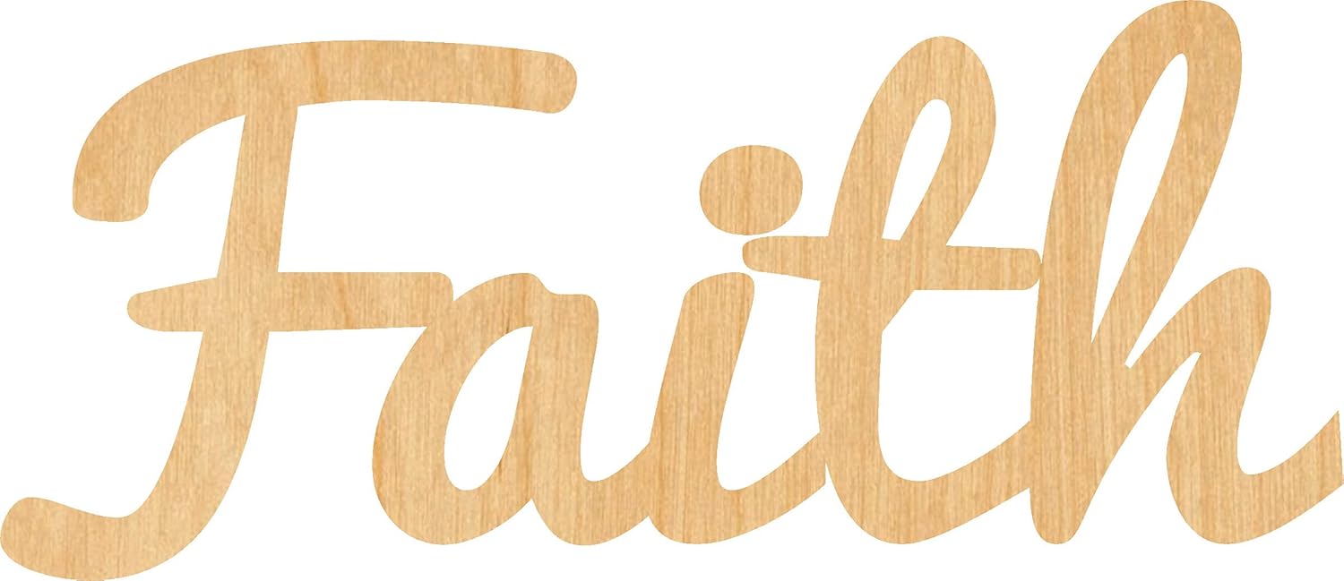 Mixed Media - Faith Laser Cut Out Wood Shape Craft Supply - 4 Inch
