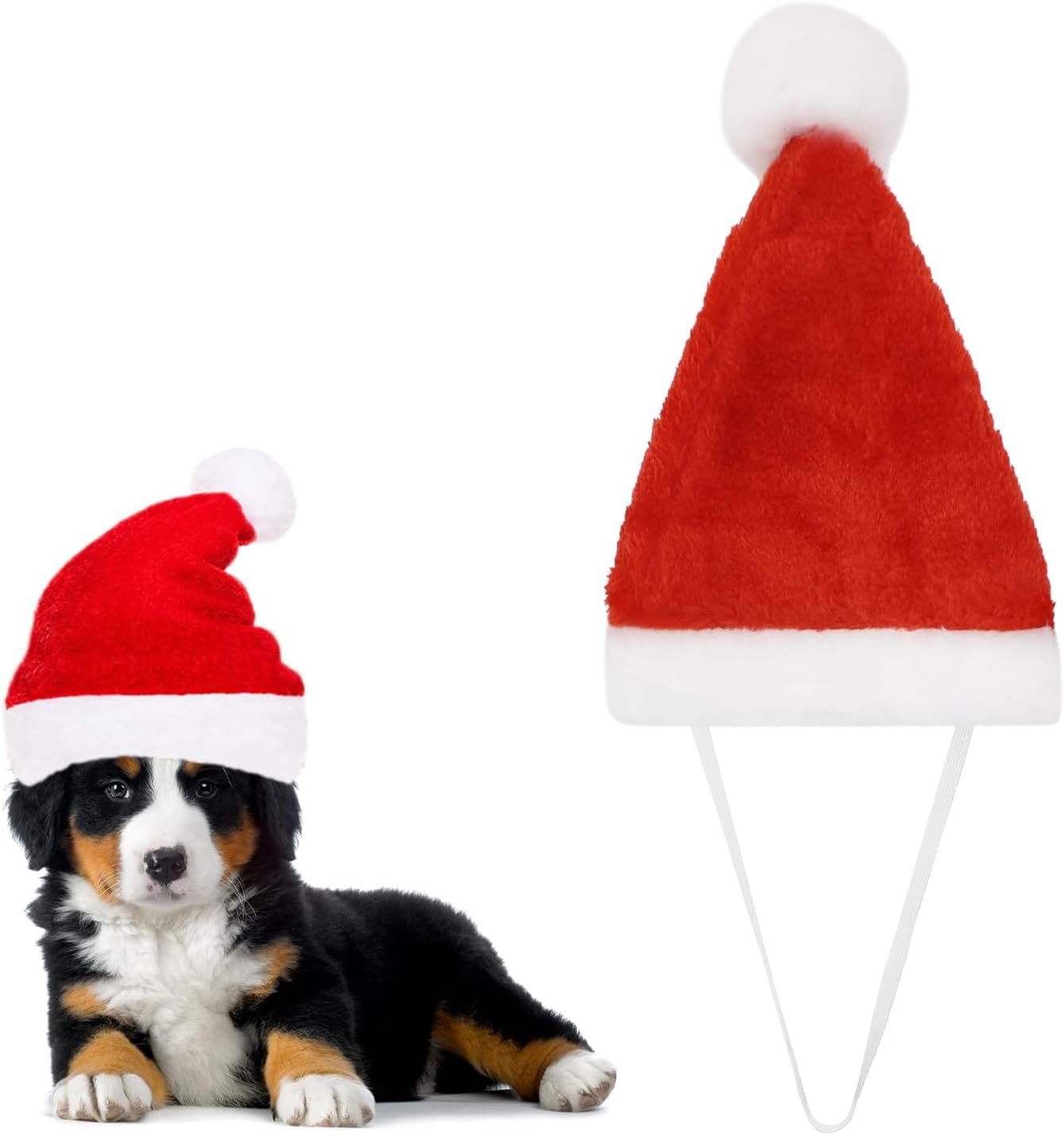 POPETPOP 6 Pcs Dog Santa Hat Christmas Pet Costumes Birthday Party Cone Santa Hat Pet Christmas Photo Props for Puppy Kitten Small Cats Dogs