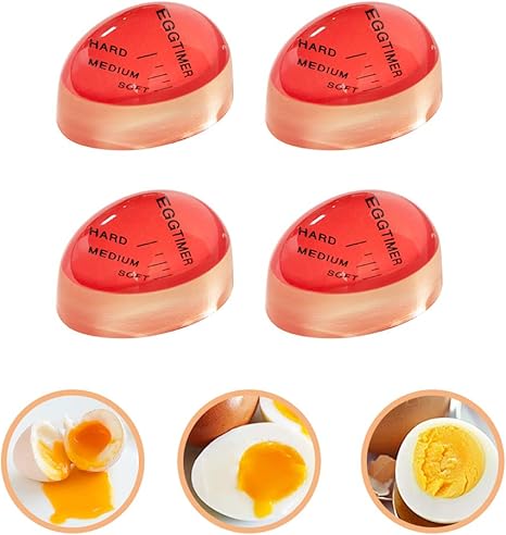 Amazon Com Hornillo Para Huevos 4 Unidades Resistente Al Calor Mediano Suave Con Temporizador De Huevos Hervidos Indicador De Cambio De Color Reutilizable Temporizador De Coccion De Huevos Kitchen Dining