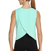 HODOSPORTS Women Workout Tops Sleeveless Split Open Back Tank Tops Athletic Gym Yoga Shirts Quick Dry Loose Fit UPF 50+