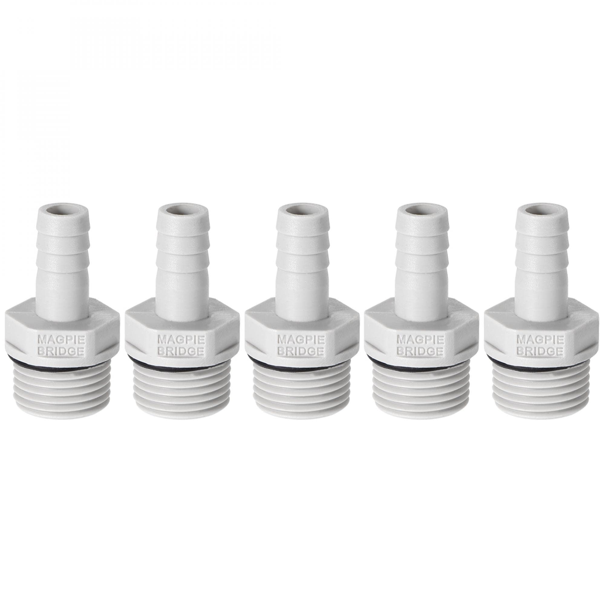 sourcing map PVC Barb Hose Fitting Connector Adapter 10mm or 25/64" Barbed x 1/2" G Male Pipe 5pcs