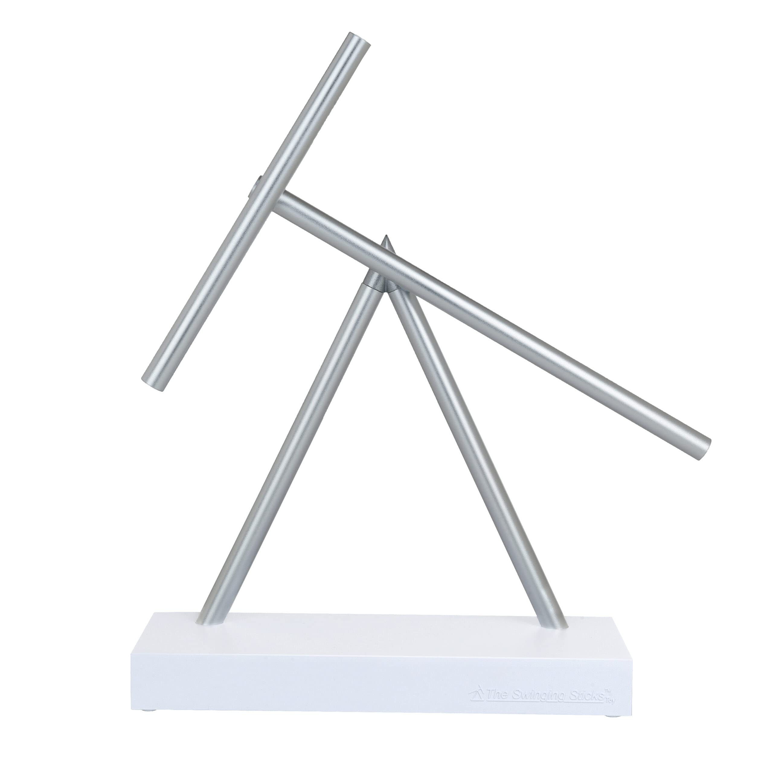 The Swinging Sticks Kinetic Energy Sculpture - Desktop Toy Version (White/Silver)
