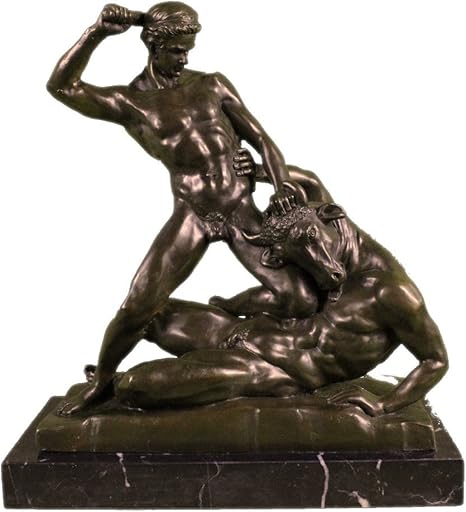 Amazon 手作りのブロンズ彫刻像はサテュロスパンギリシア神話アート Ukxn 2290 インテリアグッズギフトを攻撃元のヘラクレスを締結しました 送料無料 置物 オブジェ オンライン通販