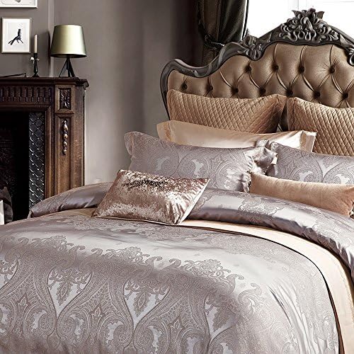 CUSHIONLIU Silk filaments slide raised beds with Satin Bed linen package ,twilight shadow silk luxury ,2.0M(6.6 -foot) bed