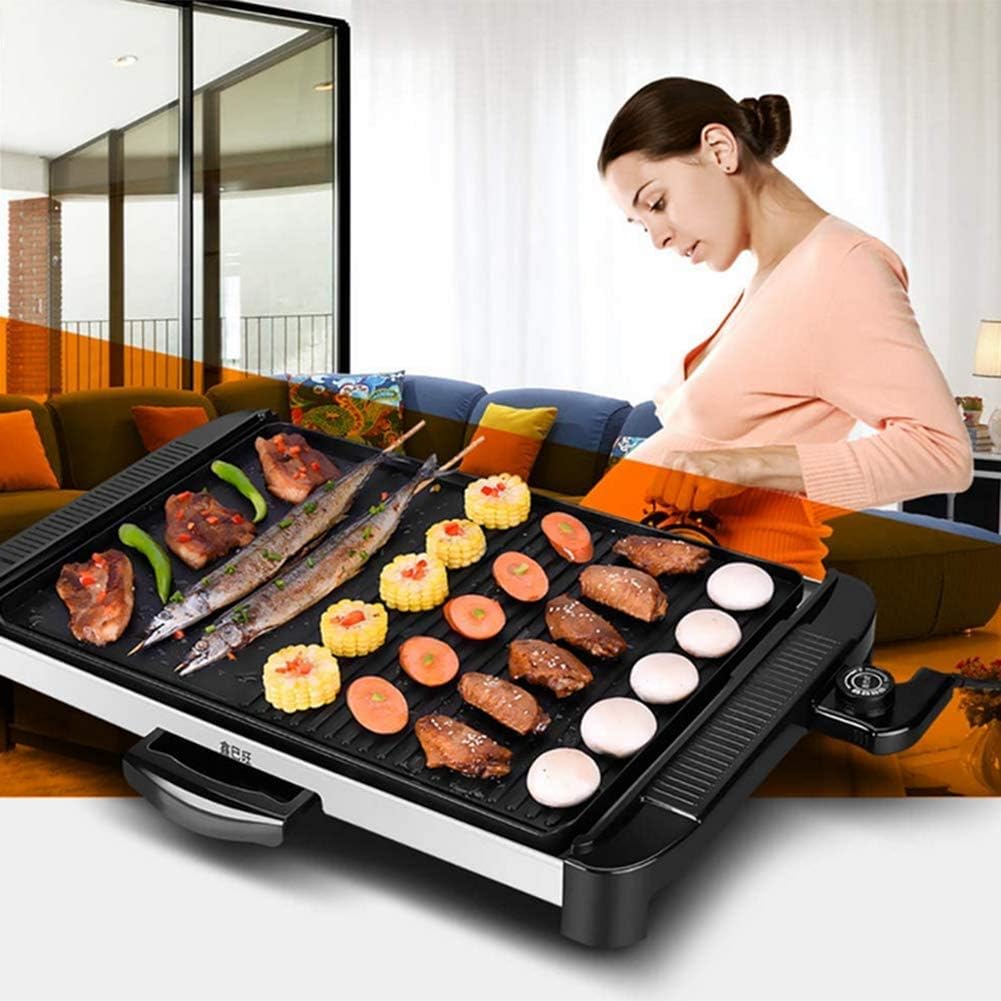 review BIYLL Electric Barbecue Grill Indoor Smokefree Table BBQ Grilling Non-Stick Pan Electric Cooker with 5 Temperature adjustments Outdoor Grills Large Capacity Household Multifunctional