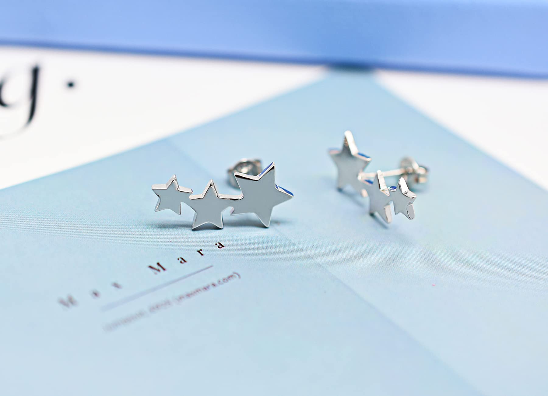 Sterling Silver Star Stud Earrings For Girls Women - Hypoallergenic Stars Post Earrings for Girls Teens Women
