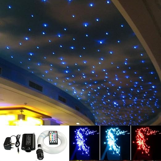 16w Fiber Optic Light Star Ceiling Kit 28 Keys Sound Sensor Music Mode Rgbw Remote Mix 430pcs Fibre Optical Cables 0 75mm 1mm 1 5mm 9 8ft 3m Long