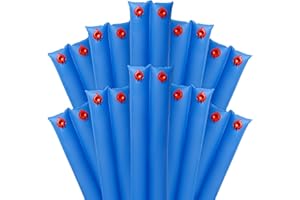 HEDDAY Pool Water Bags,10 Pack 8ft Heavy Duty Double Chamber Water Tubes Pool Cover Weights for Inground Pool,25 Gauge(0.3mm) Durable Water Bags for Winter Pool Cover (Blue)