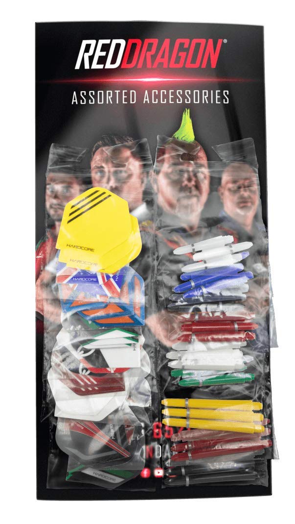 RED DRAGON Assorted Hardcore Extra Thick Dart Flights & Nylon Stems