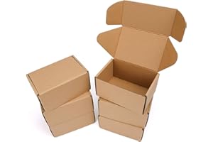 Serwrsw 6x4x3 Shipping Boxes Set of 6, Small Cardboard Boxes for Packaging, Brown Mailing Boxes for Small Business