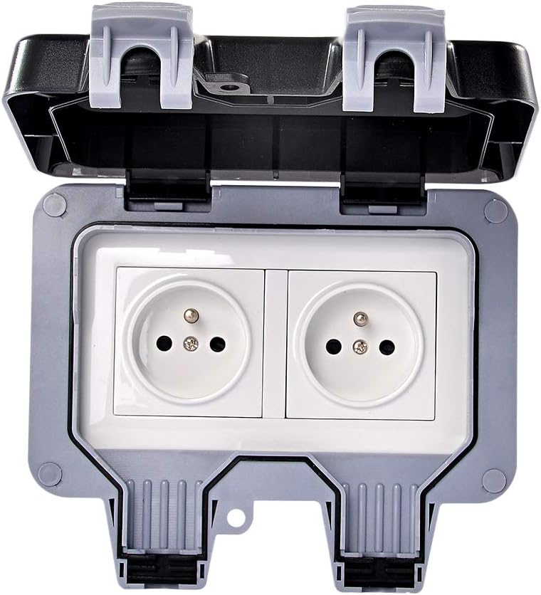 Highbeastbe Wall-mounted wall sockets, IP66 wind-rain and dust-proof sockets for outdoor areas, EU Standard 16A