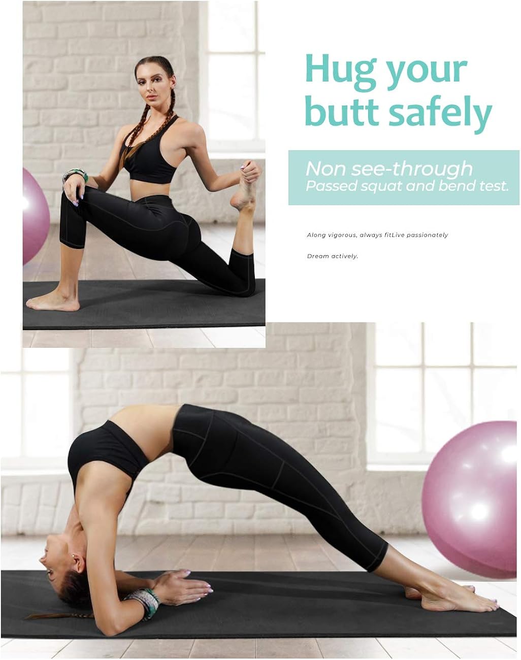 ALONG FIT Yoga Pants for Women with Pockets, Compression Workout Leggings Tummy Control: Clothing