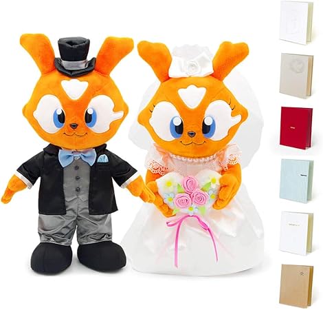 Amazon 電報屋のエクスメール ぬいぐるみ 電報 ウェディング ジャビット と 布張りカード電報 のセット お祝い ギフト 台紙 124 称賛 ぬいぐるみ おもちゃ