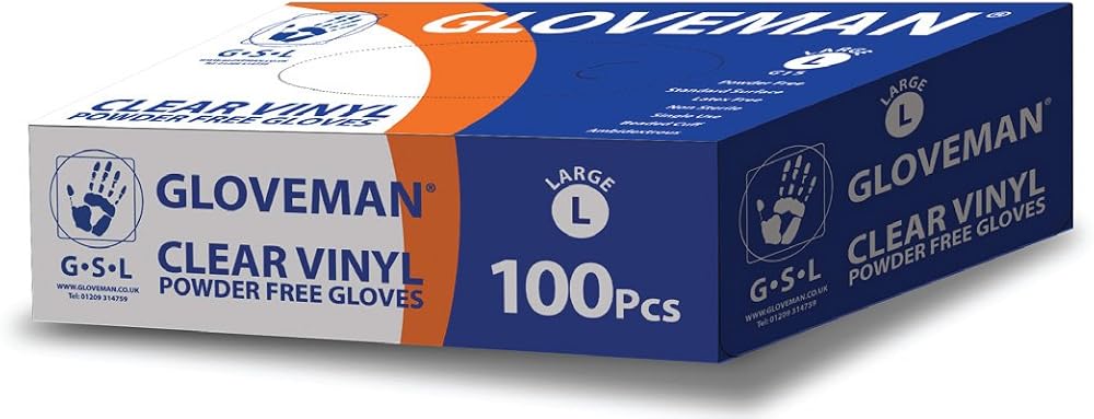 GLOVEMAN CLEAR VINYL G15 GLOVES MEDIUM Disposable Food Safe Nitrile Alternative