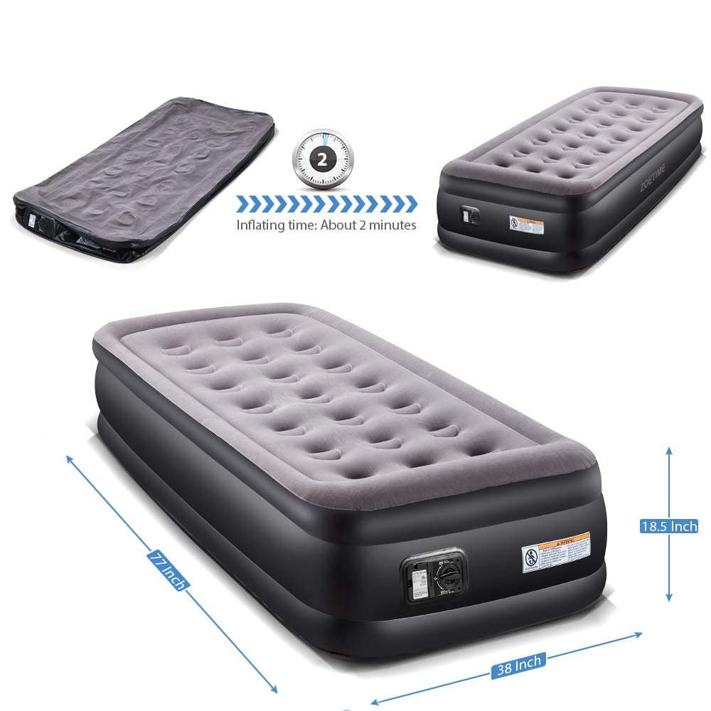 Zoetime Upgraded Twin Air Mattress Blow up Elevated Raised Bed