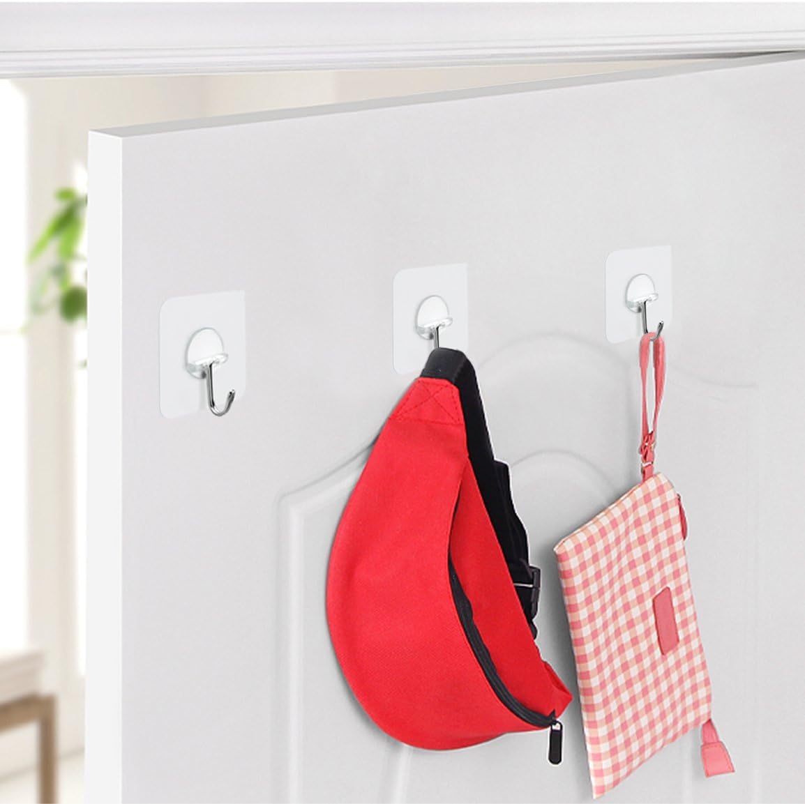 FOTYRIG Adhesive Wall Hooks Heavy Duty Wall Hangers Without Nails 15 pounds (Max) 180 Degree Rotating Seamless Scratch Hooks for Hanging Bathroom Kitchen Office-10 Packs: Home & Kitchen
