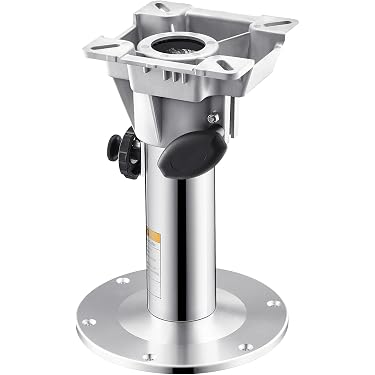 Lot De 2 Bases De Siège Bateau Pivotantes – Support Alliage Aluminium Pour Poteau 19 Mm (3/4 Pouce) – 6 Trous De Vis – Robuste Pour Sièges De Pêche Ou Bateau