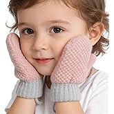 HKSICHENGKEJI Toddler Winter Warm Mittens Baby Soft Plush Gloves Knit Fleece Lined Ski Snow Gloves for Boys Girls 1-3 Years