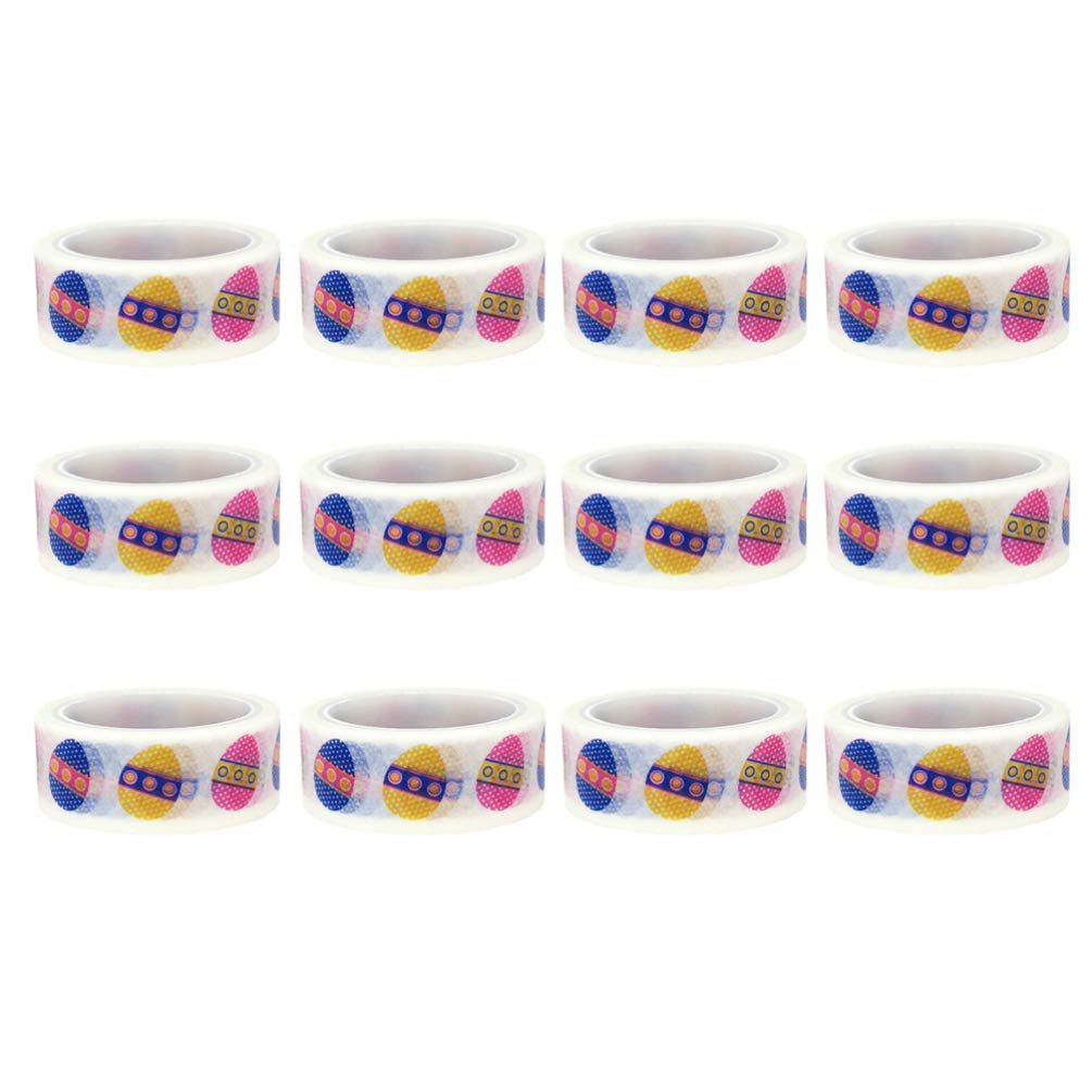 Amosfun 12pcs Easter Egg Decorating Stickers Diy Paper Tapes for Boys and Girls Adults Easter Party Decorations