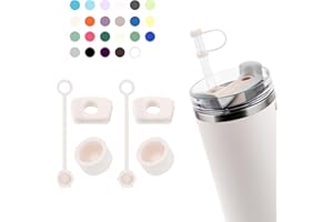 DUNLAGUE Silicone 3-Piece Spill Stopper Set for Stanley Cup 2.0 30oz & 40oz with Straw Stopper (Pack of 2, Rose Quartz)
