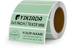 YIKIADA Green Direct Thermal Labels Self-Adhesive 3 Inch X 1 Inch Rectangle Printer Stickers Waterproof Vinyl Decal Nametag f