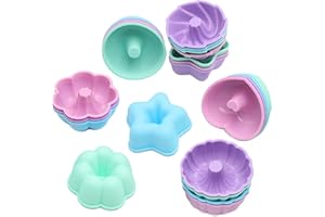 Tongjude 24 Piece Silicone Donut Mold, Non-Stick Mini Doughnut Cups, 2.95 Inch Silicone Molds, Heat Resistant Bakeware for Bagel, Muffin, Jello and Cake Baking