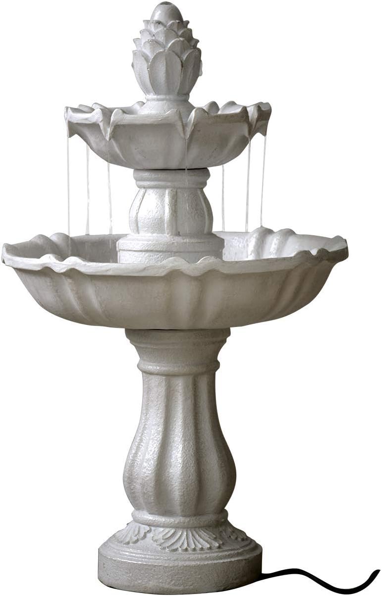 SEINHIJO 2 Tier Outdoor Water Fountain 22" High Floor Waterfall with Pineapple Top for Garden Backyard Patio Porch Decor: Kitchen & Dining
