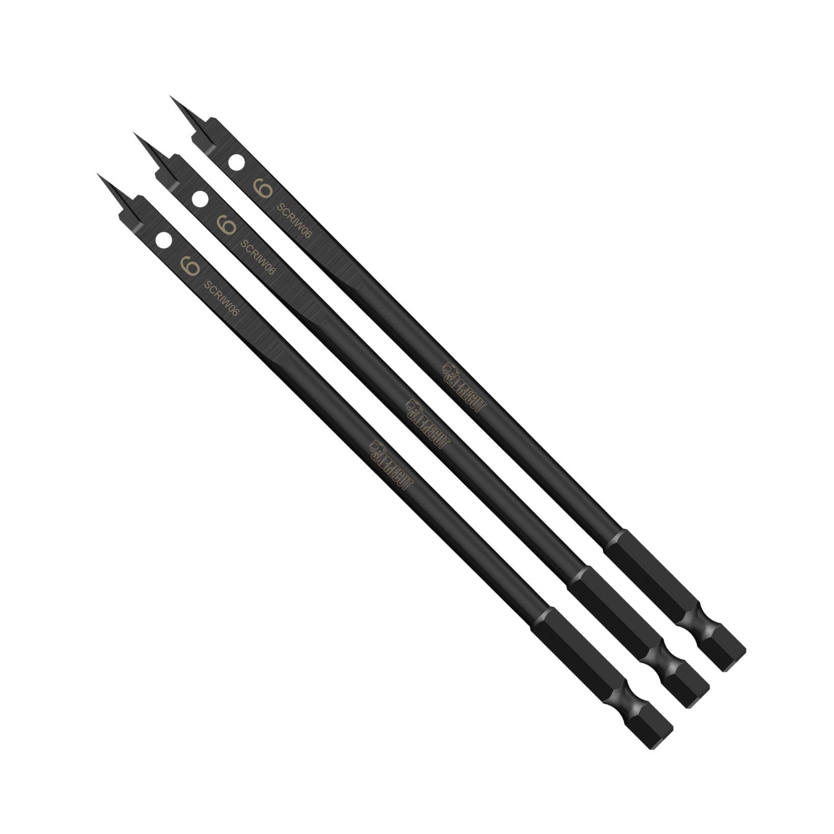 3 x SabreCut SCRIW06_3 6mm x 152mm Impact Rated Flat Wood Spade Bits for Softwood Hardwood Chipboard