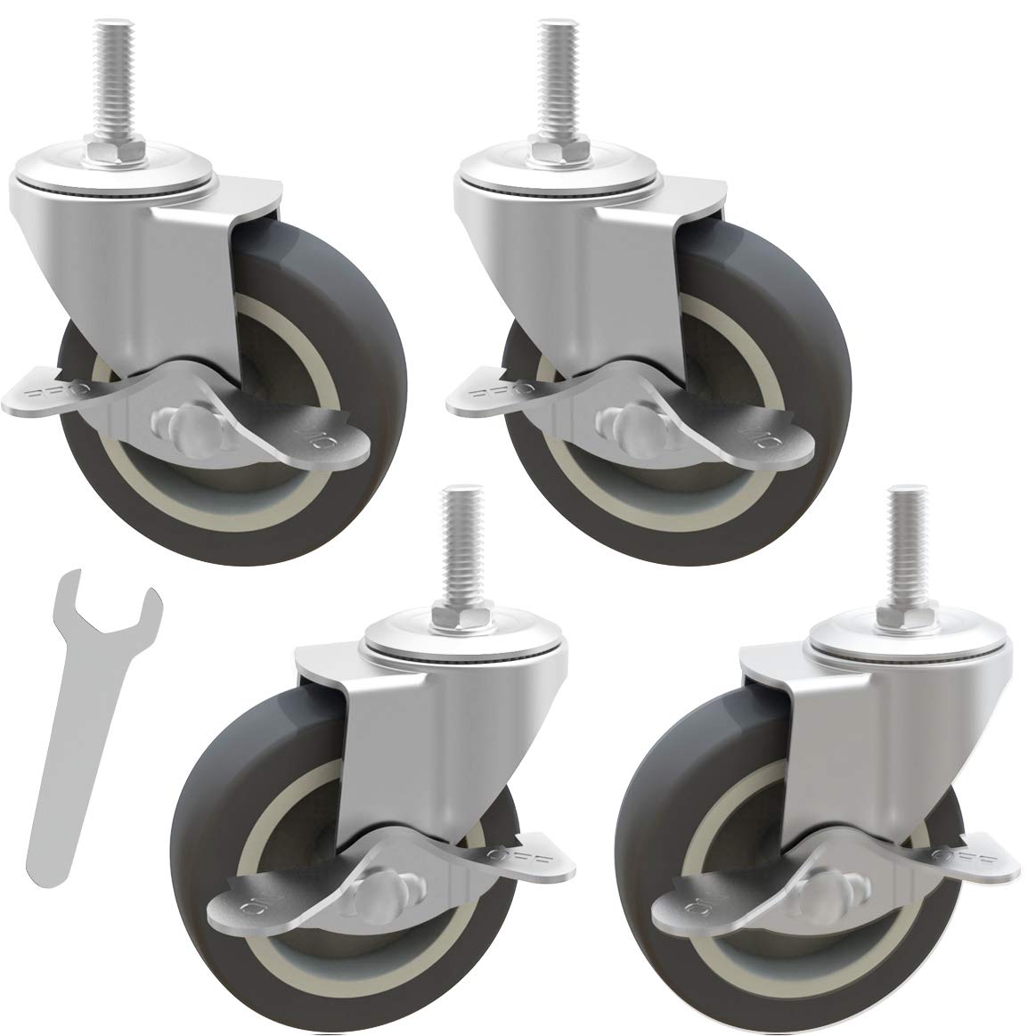 Buy Mysit 3 Inch Caster Wheels Heavy Duty Metric M12 x 1" Threaded Stem