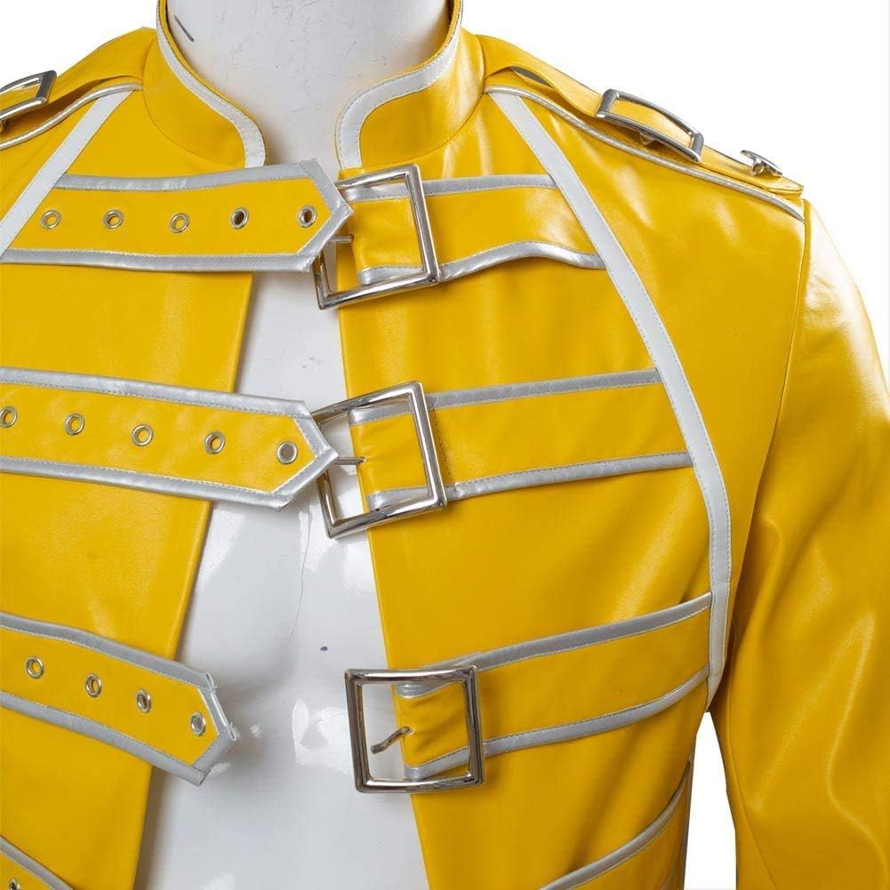 Amazon フレディ マーキュリー Freddie Mercury コスプレ クイーン Queen ロックバンド コスプレ衣装 後期 黄色ジャケット ウィッグ 靴別売り コスチューム 変身 仮装 ステージ服 舞台 ハロウィン クリスマス コスプレ 仮装 通販