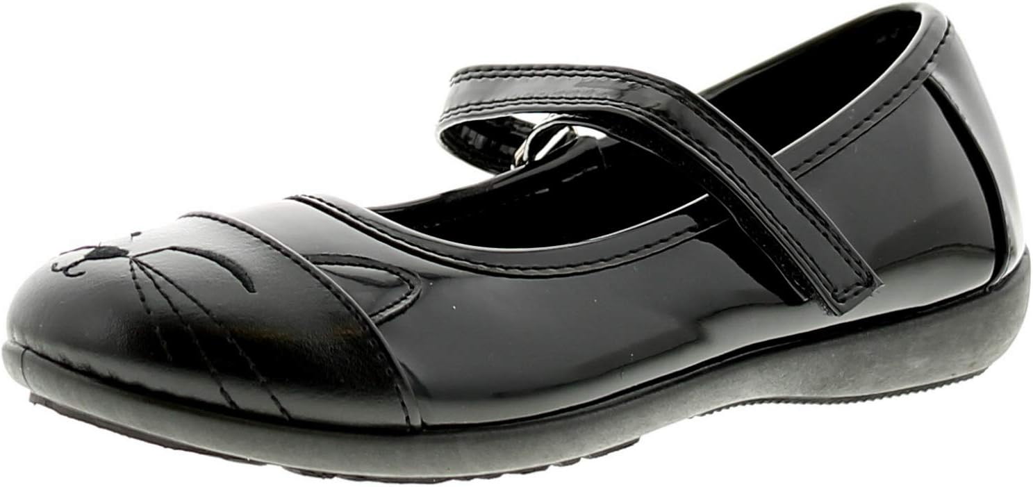 Princess Stardust Kitty Girl's School Shoes Black/Patent