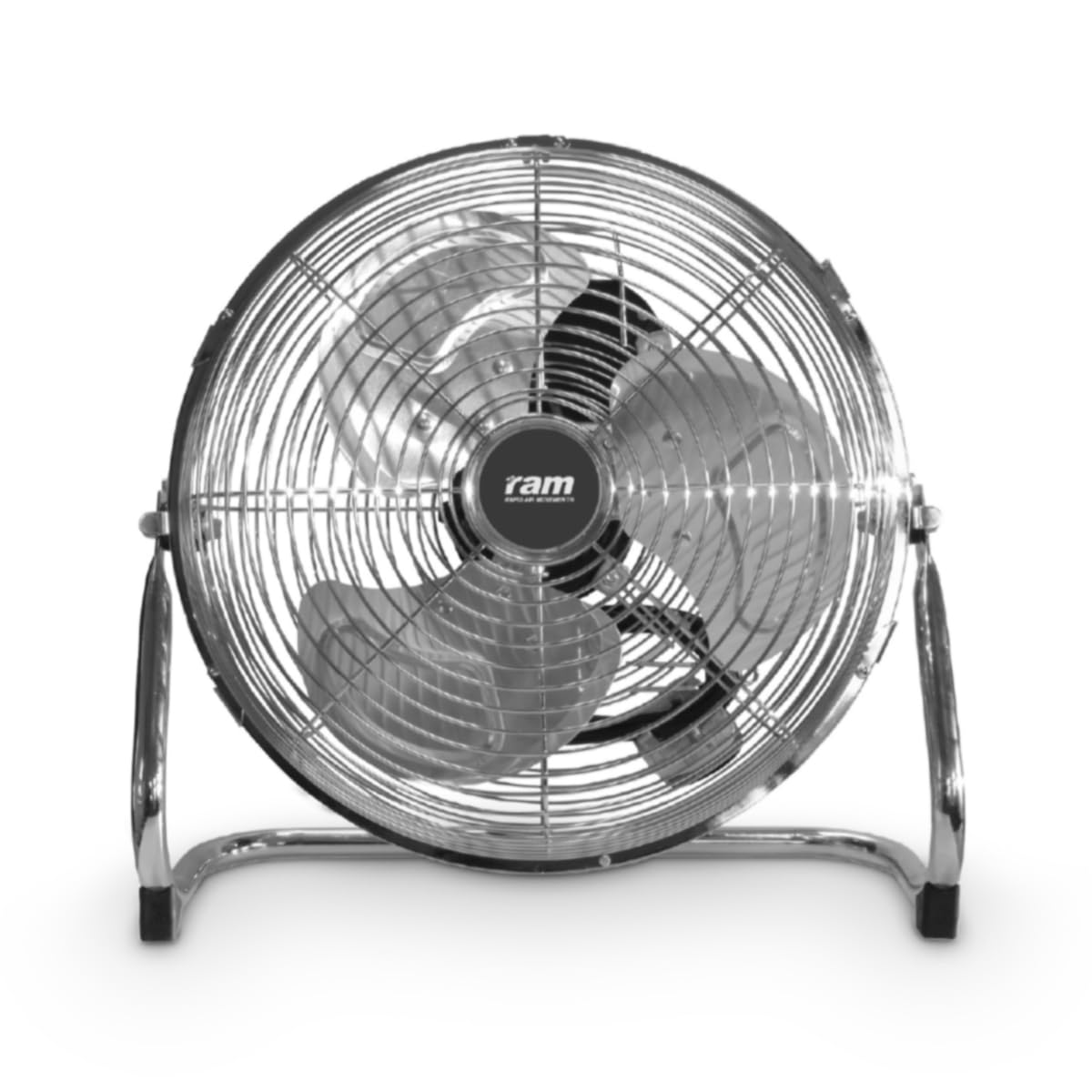 RAM Air Circulator High Velocity Floor Fan Adjustable Tilting Cooling for Home Office Gym Caravan Grow Room Hydroponics Industrial Use with Chrome Finish and Quiet Operation 16-Inch Ground Fan