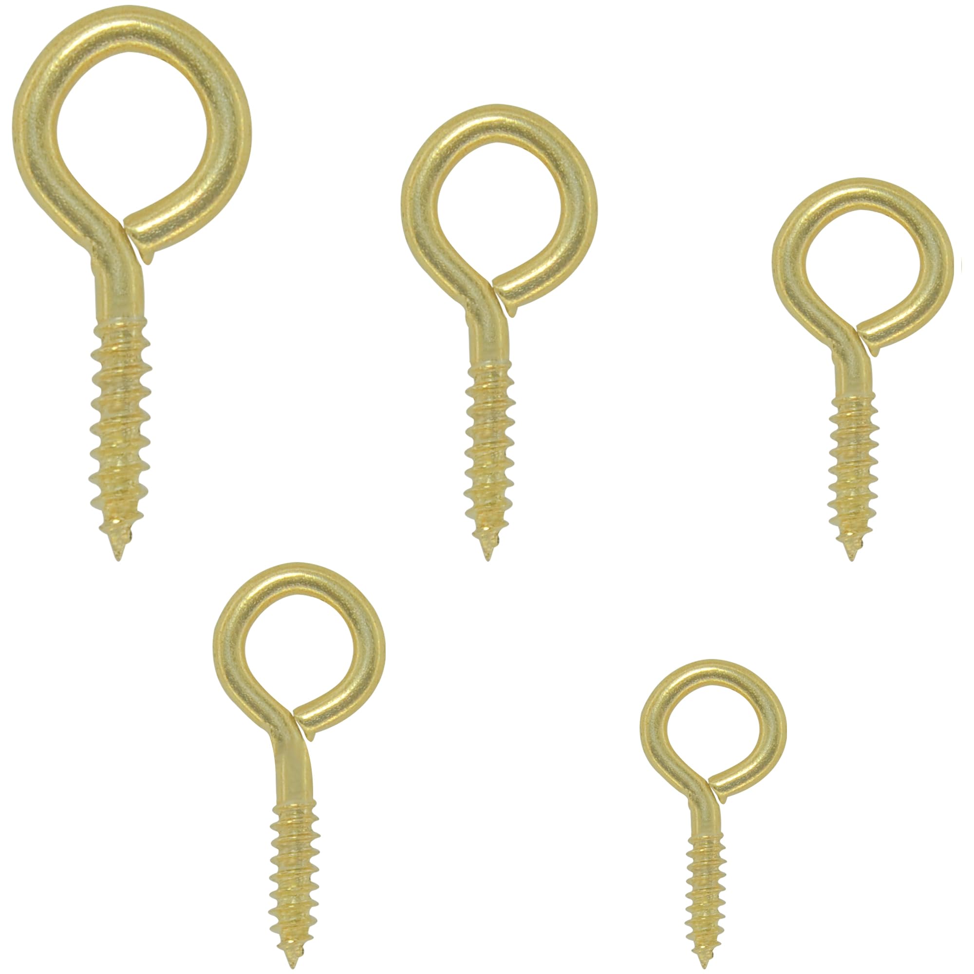 110 PCS Self Tapping Eye Screw Hooks Eye Bolts with 5 Mixed Size Screw-in Hooks Kit (Gold)