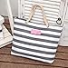 Caixia Women's Polyester Thick Rope Handle Stripe Pattern Tote Bag Shoulderbag