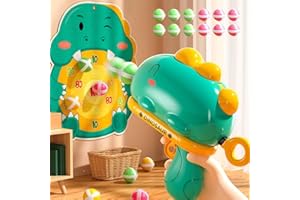 FXIZON Kids Dart Board Game with Dinosaur Shooter Toy and 12 PCS Sticky Balls, Educational Indoor Outdoor Dartboard Party Game, Birthday Gifts for 3 4 5 6 7 Year Old Boys Girls