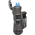 Vertigo Cyclone Charcoal and Brushed Chrome Triple Flame Torch Lighter